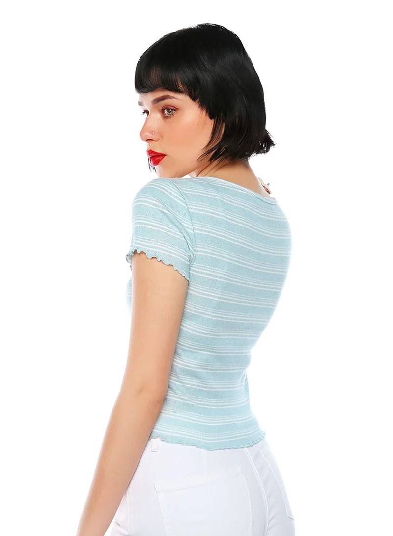 London Rag Light Blue Summer Print Casual Top  | Best Price UAE